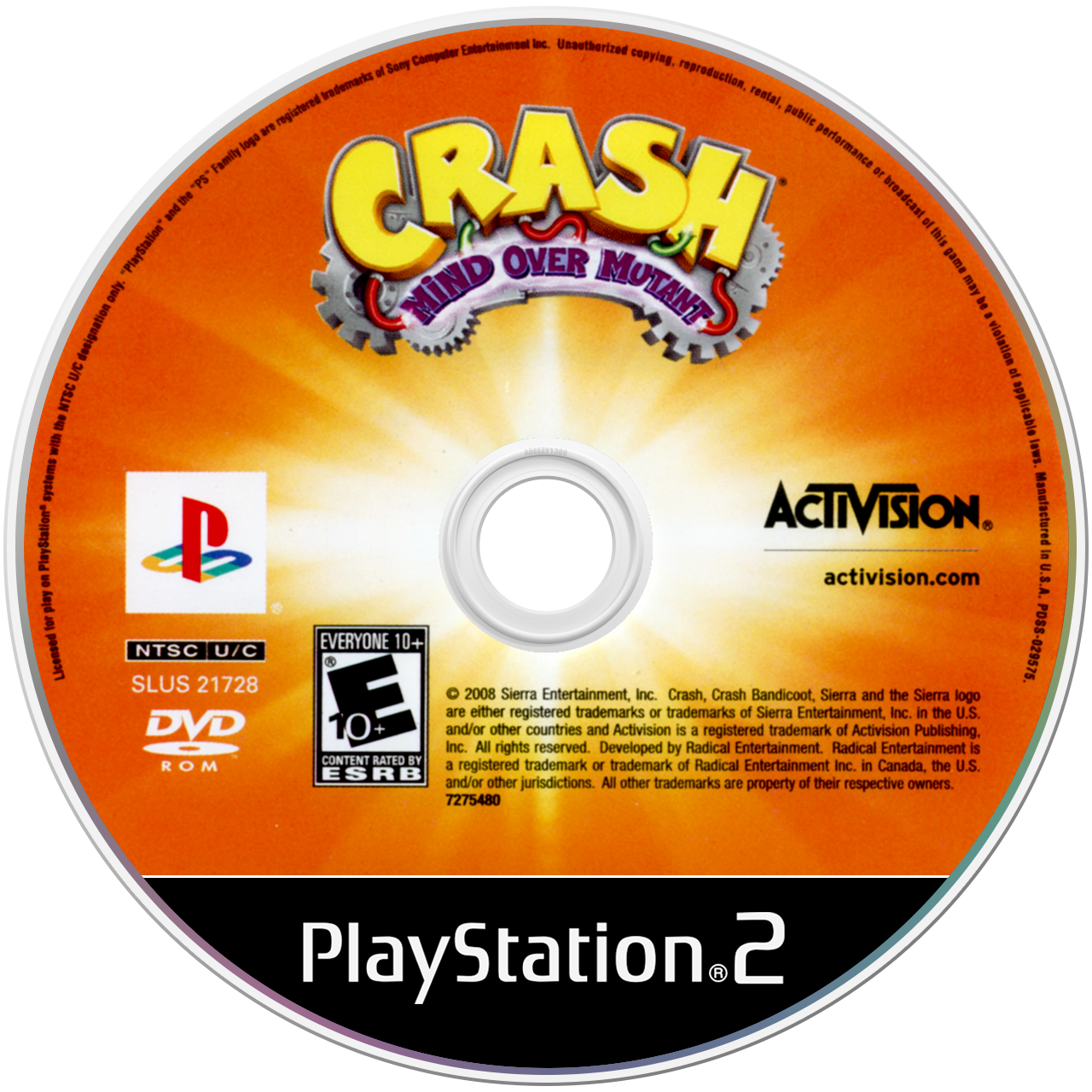 Crash Mind Over Mutant media 5 for Playstation 2